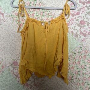 Yellow American Eagle Babydoll Blouse (Size L)